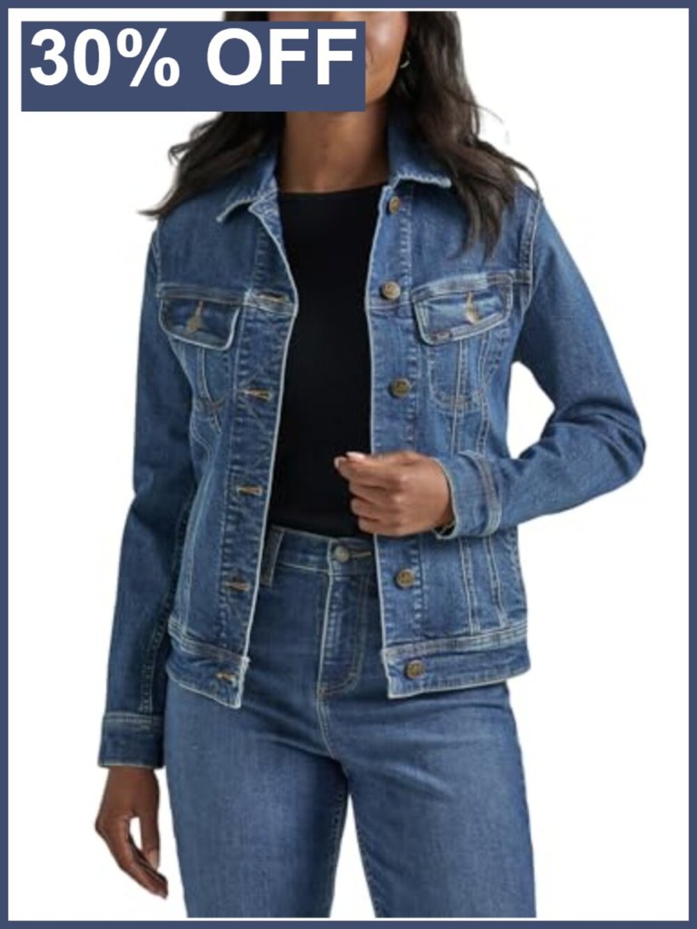 Stretch Denim Jacket Button-Front Regular Fit Denim Jacket
